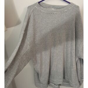Arie Thermal Waffle Knit Crewneck Long Sleeve Slouchy Shirt XL  Oversized Gray